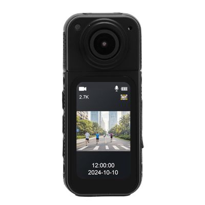 XUMIUZIY 2.7K Thumb Action Camera, Handsfree POV Recording Wearable Camera with 1.47 Inch Screen, Protable 180 Rotatable WiFi with Magnetic Lanyard for Cycling