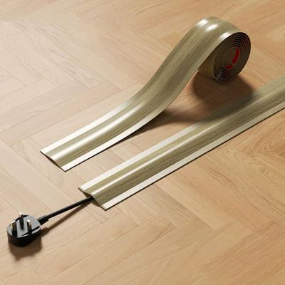 PVC Cord Covers for Wires on Floor, Floor Cord Cover, Cuttable, Self-Adhesive, Decorative Cable Protector, for Ceiling, Corner, Wall(Brown,5.5x1000cm/2x394in)