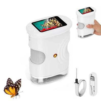 1000X Handheld Microscope, 4K 2.0" Screen Educational Science Kit Digital Microscope, Rechargeable Mini Pocket Microscope, Used as a Birthday(White)