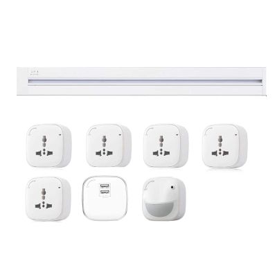 FFDSDUH Power Strips Removable Track Socket, Anti-Electric Shock, Household Kitchen Movable Sideboard(White,100cm)