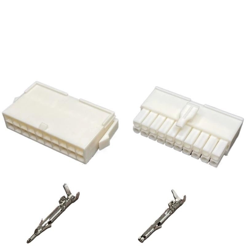 5Pcs 4.14mm 1/2/3/4/6/9/12/15/24 Pin Automotive FL4.14 Electrical Wire Connector Terminal Plug Kits Motorcycle Car(20P,1 Set)