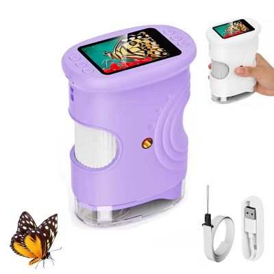 2026 Upgraded Portable Mini Pocket Microscope with 4k 2.0" Screen, 1000X Handheld Microscope, Digital Magnifying Glass Scope Science Kits for Home School Lab(Purple)
