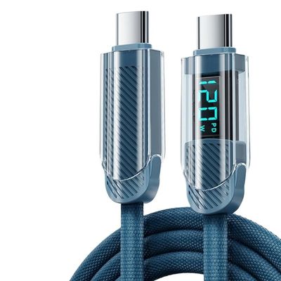 FWSYIVV USB C to USB C 120W Fast Cable Durable Nylon Braided Cord(Blue-A)