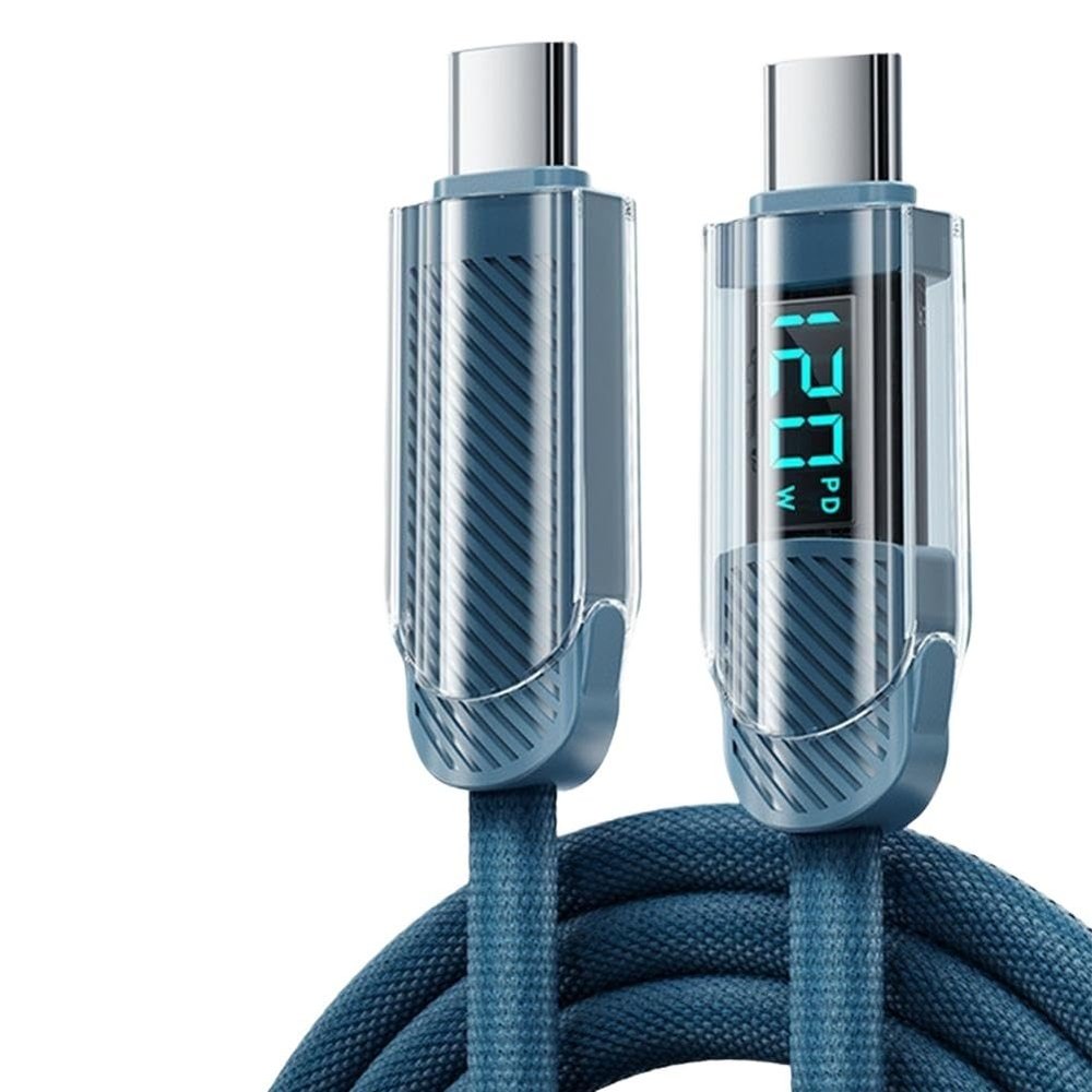 FWSYIVV USB C to USB C 120W Fast Cable Durable Nylon Braided Cord(Blue-A)