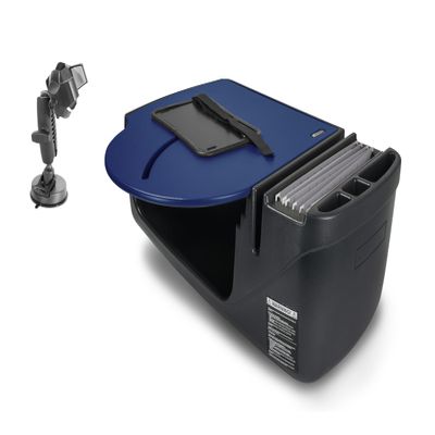 AutoExec Roadmaster Car Desk for Your Vehicle Workstation and Mobile Office, Blue, with Suction Phone Mount