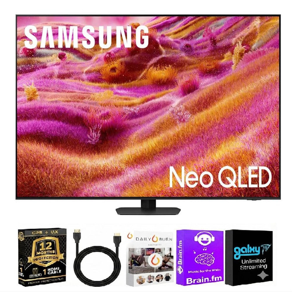 Samsung 65 Inch Class QN90F Series Neo QLED 4K Vision AI Mini LED Smart TV with HDR, Dolby Atmos + HDMI Cable + Streaming Bundle + 12-Month CPS Protection