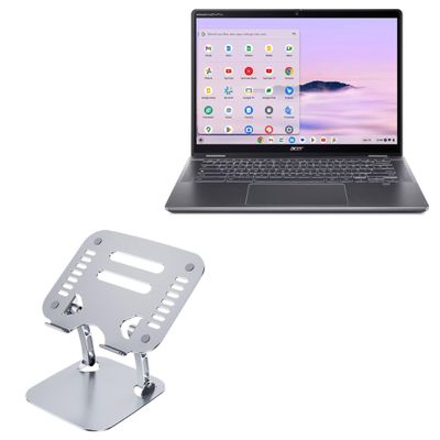 BoxWave Stand and Mount Compatible with Acer Chromebook Plus Spin 514 (CP514-4HN) - Executive VersaView Stand, Ergonomic Adjustable Viewing Angle Metallic Riser - Metallic Silver
