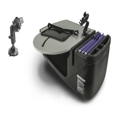 AutoExec Roadmaster Car Desk for Your Vehicle Workstation and Mobile Office, Grey, with Phone Mount, Suction Phone Mount