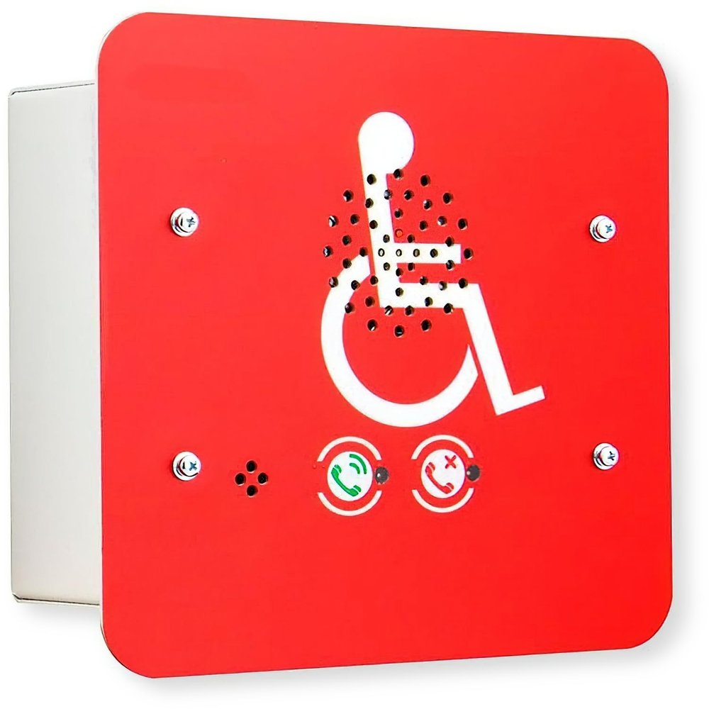 MX16RRS-US Surface Mount Emergency Voice Call Station, Red Faceplate, 24V DC, Area of Refuge Device, ADA Compliant, Type B Call Station, for use with VoCALL 16 US Systems