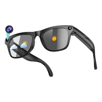 AI Smart Glasses with 2MP Camera, Color Changing Smart Sunglasses with Bluetooth Speaker, Recording glasses with LED Flashlight,Real-Time Translation,Camera Glasses for Men Women Ideal for Outdoor