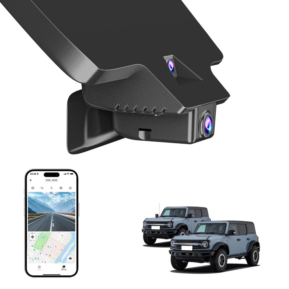 4K Dash Cam for Ford Bronco 2021 2022 2023 2024(Not Fit Ford Bronco Sport), Easy Install,WiFi & App,Loop Recording,G-Sensor,64GB Card