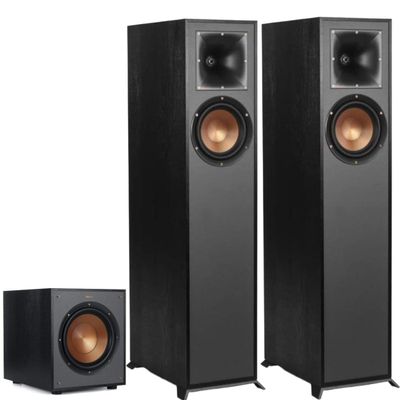 Klipsch Reference R-610F Floorstanding Speakers (Pair) + R-100SW 10 Powered Subwoofer  Home Theater Tower Speaker & Deep Bass Subwoofer Bundle