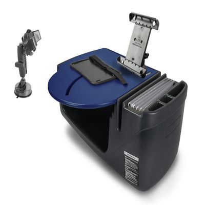 AutoExec Roadmaster Car Desk for Your Vehicle Workstation and Mobile Office, Blue, with Tablet Mount and Suction Phone Mount