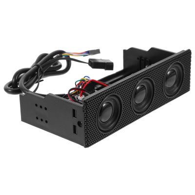 Alipis PC Front Panel Stereo Surround Speakers with Built-in Mic for Desktop Computers, Heat Resistant Black Loudspeaker for Computer Case Audio Accessories