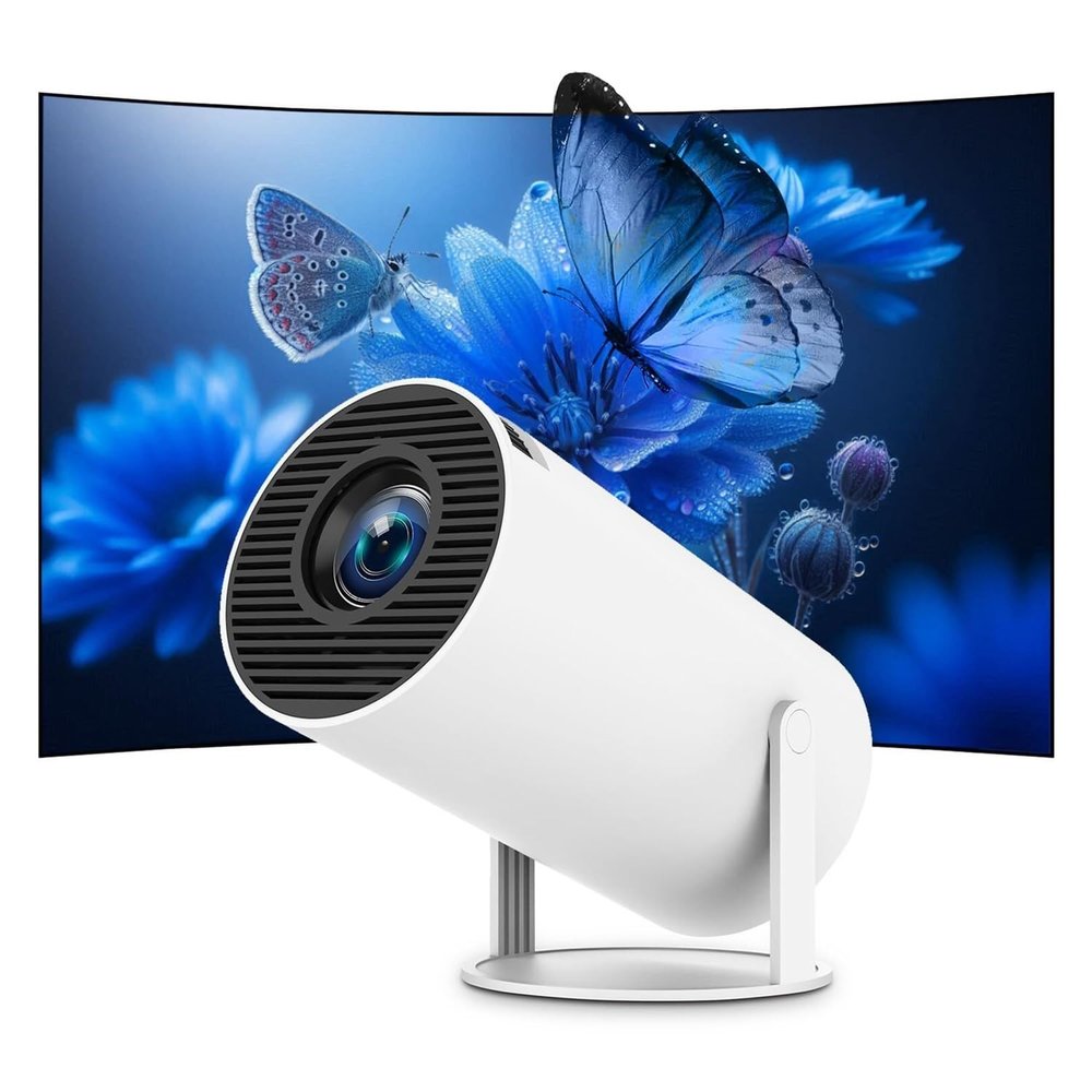 Mini Portable Projector 4K WiFi 6 BT 5.2 Upgraded Portable Projector Full HD Supported for Phone /PC /TV /HDMI /PS5 /Laptop Auto Keystone Home Theater 180 Rotation [Built-in App] White
