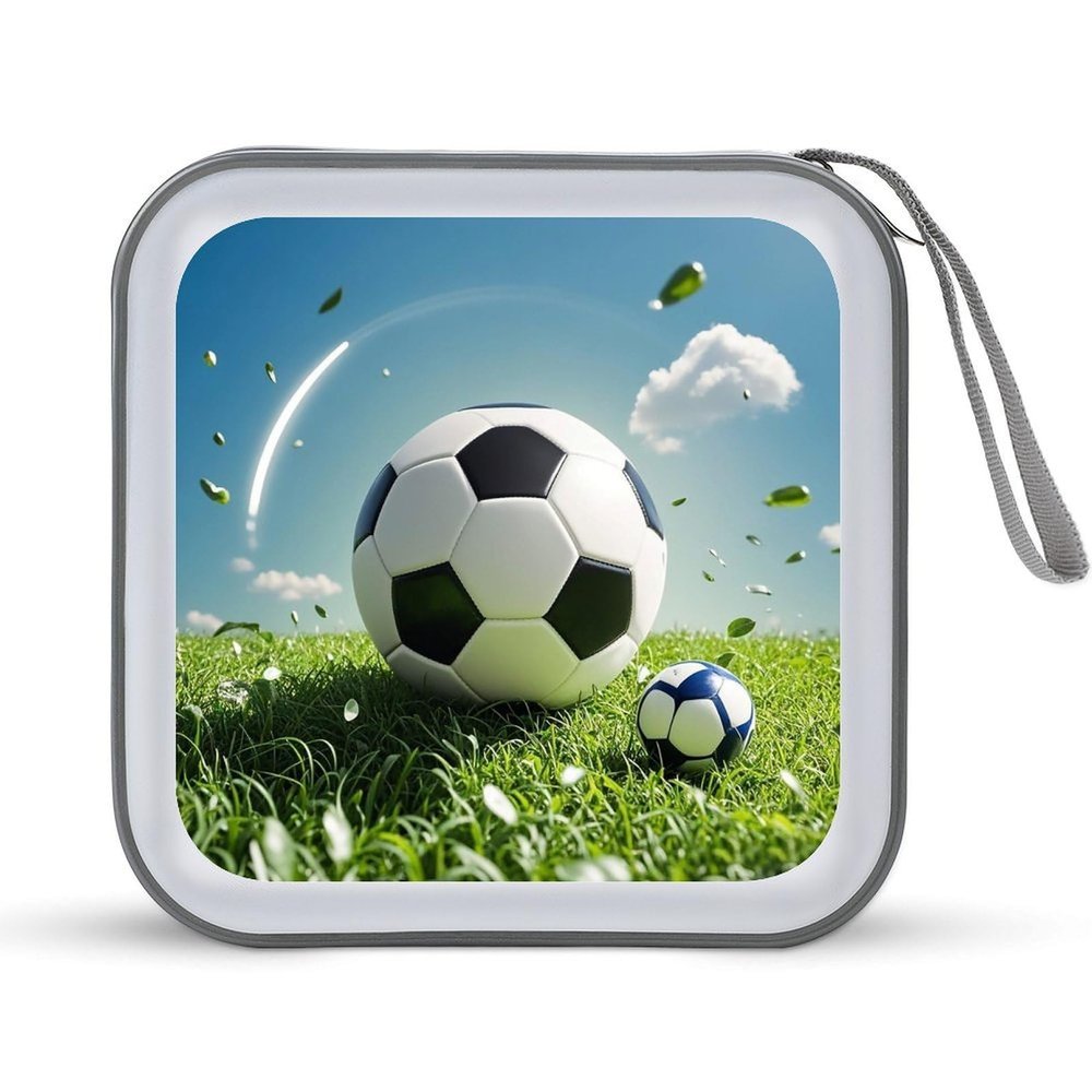 BTCOWZRV Cool Soccer Ball CD Case Hard Plastic 40 Capacity DVD Case Holders Wallet Portable Zipper CD Case DVD Storage Binder Disc Storage Organizer for Car Home Office Travel