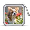 BTCOWZRV Shih Tzu Dog And Flowers CD Case Hard Plastic 40 Capacity DVD Case Holders Wallet Portable Zipper CD Case DVD Storage Binder Disc Storage Organizer for Car Home Office Travel view 1