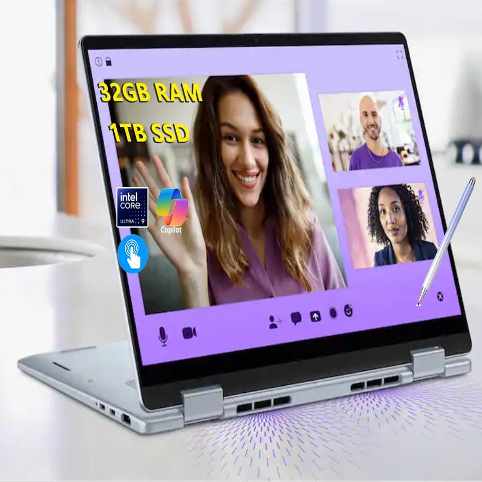 Dell 14 Plus 2-in-1 14 WUXGA Touch Laptop 8-Core Intel Core Ultra 9 288V Arc Graphics Thunderbolt 4 WiFi BE BT Webcam HDMI2.1 Backlit KB Fingerprint Win 11 Home W/Stylus Pen (32GB RAM, 1TB SSD)