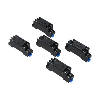 Vasiumic 5 Pcs DIN Rail Mount DTF08A 8-Pin For Relay Socket Base with Screw Terminals, Compatible with LY2N-J JQX-13F HH62P General Purpose Relays, Industrial Electrical Equipment