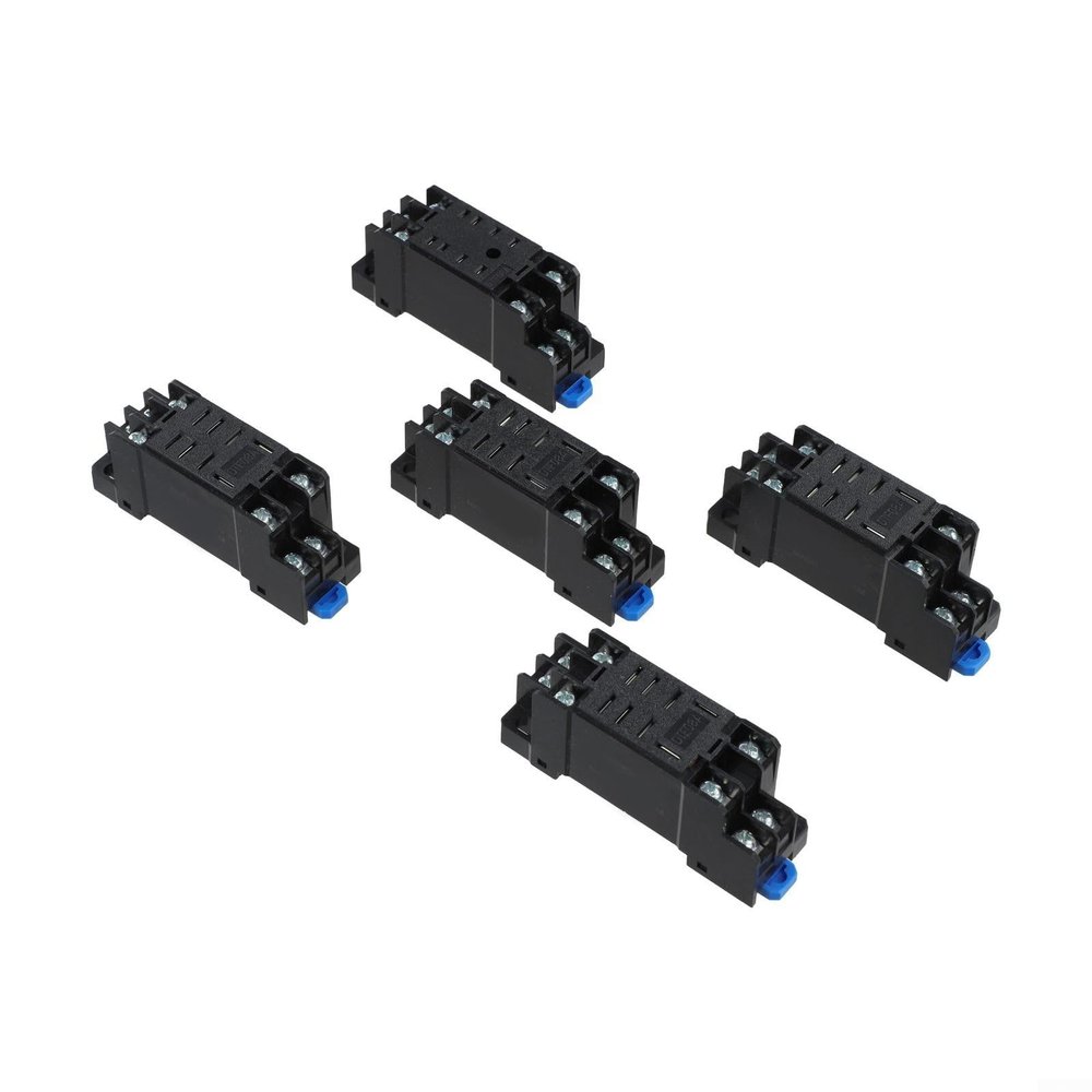 Vasiumic 5 Pcs DIN Rail Mount DTF08A 8-Pin For Relay Socket Base with Screw Terminals, Compatible with LY2N-J JQX-13F HH62P General Purpose Relays, Industrial Electrical Equipment