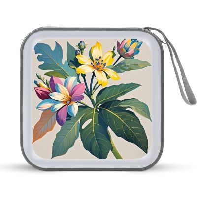 BTCOWZRV Flower Leaf CD Case Hard Plastic 40 Capacity DVD Case Holders Wallet Portable Zipper CD Case DVD Storage Binder Disc Storage Organizer for Car Home Office Travel