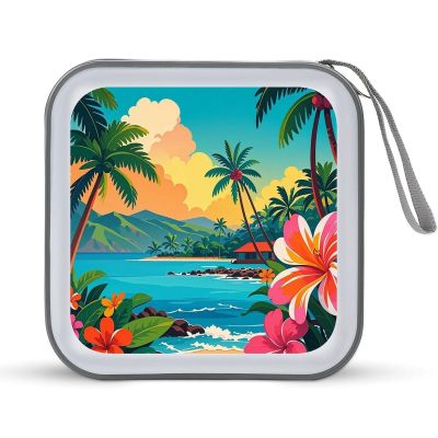 BTCOWZRV Hello Hawaii CD Case Hard Plastic 40 Capacity DVD Case Holders Wallet Portable Zipper CD Case DVD Storage Binder Disc Storage Organizer for Car Home Office Travel