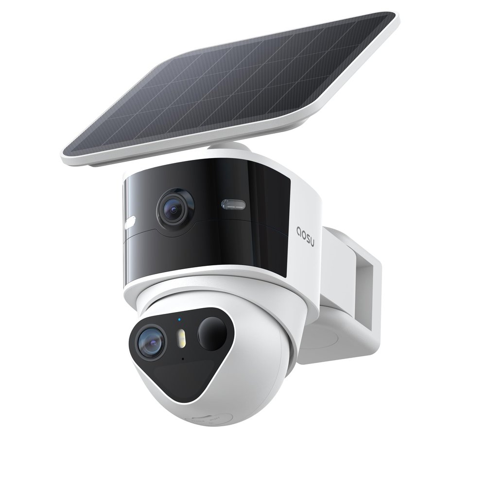 aosu T2 Pro Solar Security Cameras Wireless Outdoor, 3K Dual Cam No Blind Spot Security Camera for Home, 170 Wide + 360 PTZ, AI Human Vehicle Tracking, Solar Powered, Local Storage Supported