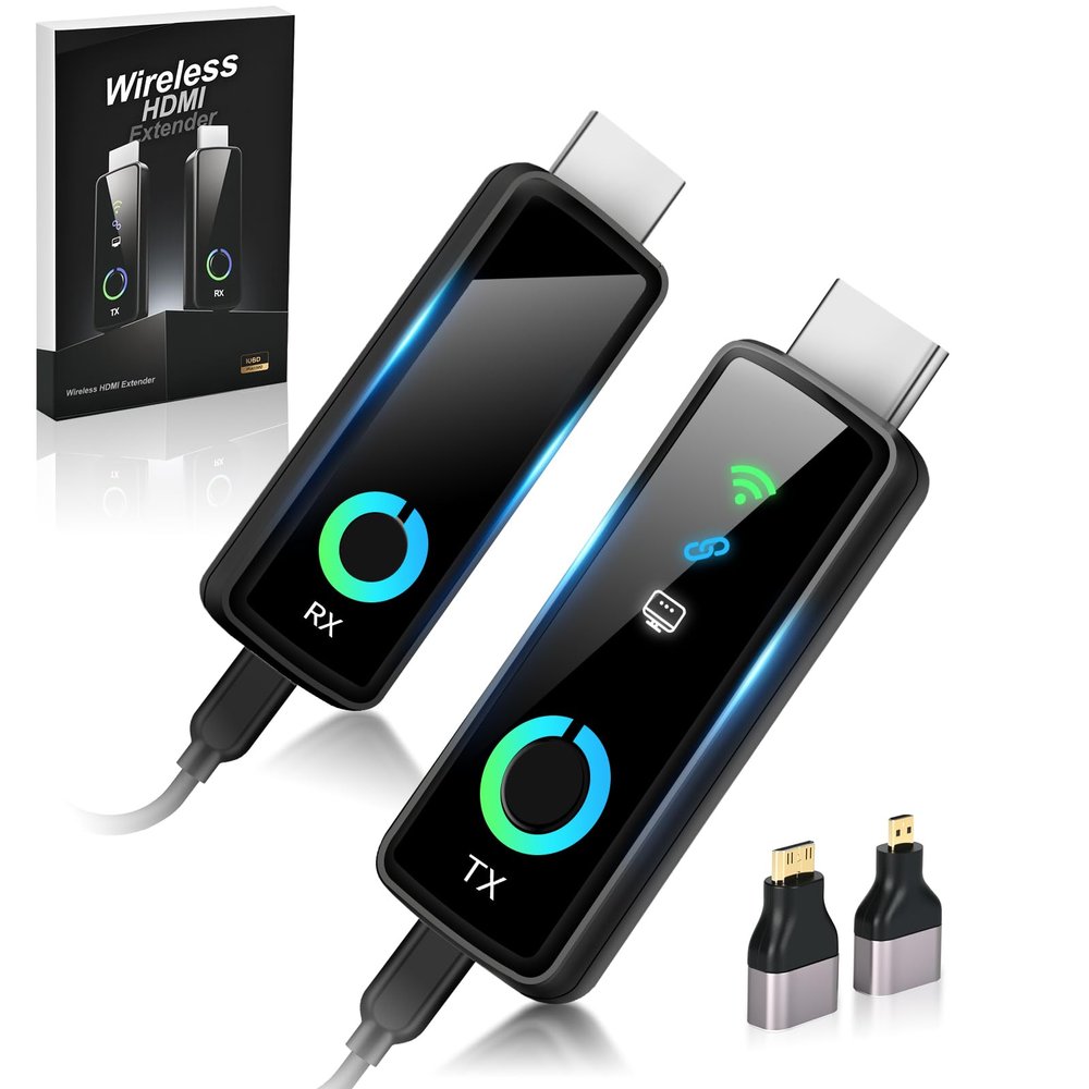 2026 Upgraded Wireless HDMI Transmitter and Receiver with LED Display 328ft/100M, 4K Decode 1080P@60Hz Ultra FHD Video Output, Plug&Play 5G+2.4G for Video to Monitor from PC/Laptop/HDTV/Camera