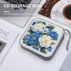 BTCOWZRV Blue And White Flowers CD Case Hard Plastic 40 Capacity DVD Case Holders Wallet Portable Zipper CD Case DVD Storage Binder Disc Storage Organizer for Car Home Office Travel view 4