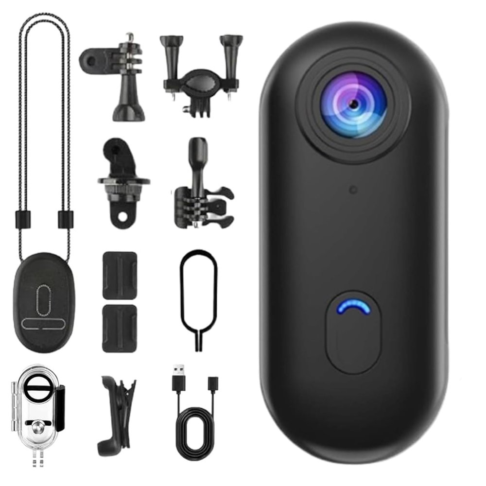 Varnock HD Action Camera, Motorcycle Camera, Thumb Lens, HD Mini Wearable Body Adventure Action Cameras, for Pet, Cycling, Travel, Motorcycle (Black 4K)