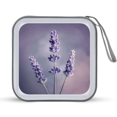BTCOWZRV Lavender Flower CD Case Hard Plastic 40 Capacity DVD Case Holders Wallet Portable Zipper CD Case DVD Storage Binder Disc Storage Organizer for Car Home Office Travel