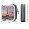 BTCOWZRV Romantic Paris Eiffel Tower CD Case Hard Plastic 40 Capacity DVD Case Holders Wallet Portable Zipper CD Case DVD Storage Binder Disc Storage Organizer for Car Home Office Travel view 2