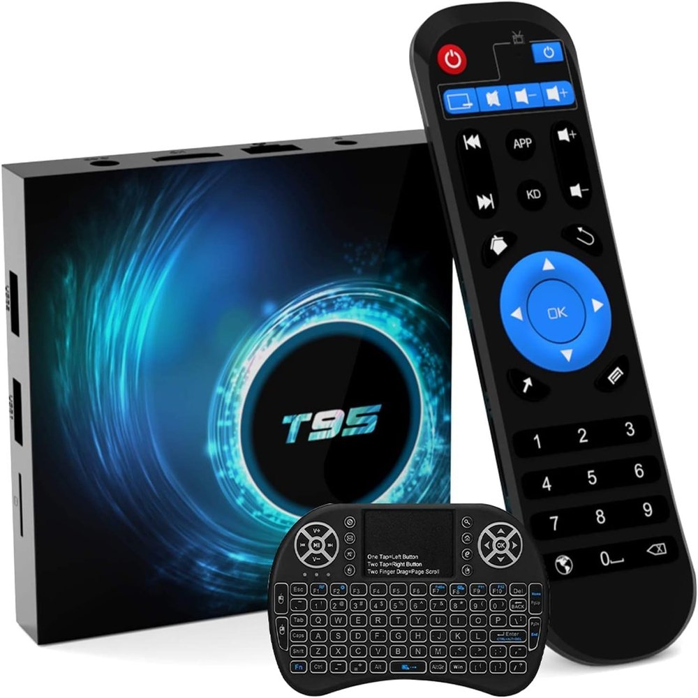 Android 10.0 TV Box, 2GB RAM 16 ROM Allwinner H616 Quad-core with Wireless Mini Keyboard, Support 6K/3D/H.265 10/100 Ethernet LAN 2.4/5.0GHz Dual WiFi Bluetooth 5.0
