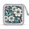 BTCOWZRV Teal Grey And White Floral CD Case Hard Plastic 40 Capacity DVD Case Holders Wallet Portable Zipper CD Case DVD Storage Binder Disc Storage Organizer for Car Home Office Travel view 1