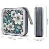 BTCOWZRV Teal Grey And White Floral CD Case Hard Plastic 40 Capacity DVD Case Holders Wallet Portable Zipper CD Case DVD Storage Binder Disc Storage Organizer for Car Home Office Travel view 2