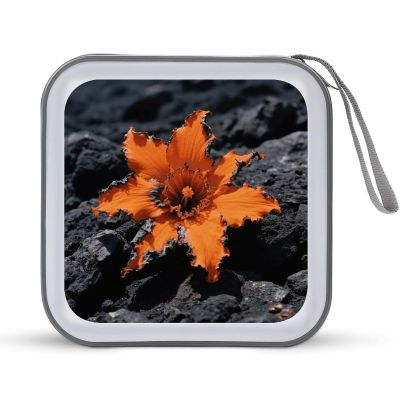 VstaDank Orange Flowers CD Case Holder 40 Capacity Hard Plastic DVD Case Portable Zipper Disc Storage Organizer Large Storage EVA Protective Blu-ray Wallet for Home Games Disc