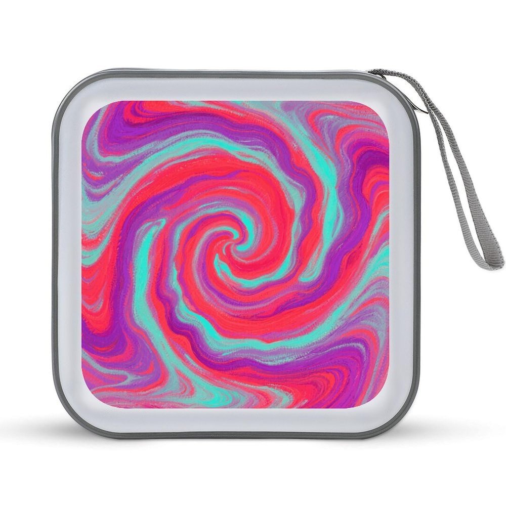VstaDank Red - Purple Vortex CD Case Holder 40 Capacity Hard Plastic DVD Case Portable Zipper Disc Storage Organizer Large Storage EVA Protective Blu-ray Wallet for Home Games Disc