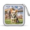 BTCOWZRV Farm Cute Chihuahua CD Case Hard Plastic 40 Capacity DVD Case Holders Wallet Portable Zipper CD Case DVD Storage Binder Disc Storage Organizer for Car Home Office Travel view 1