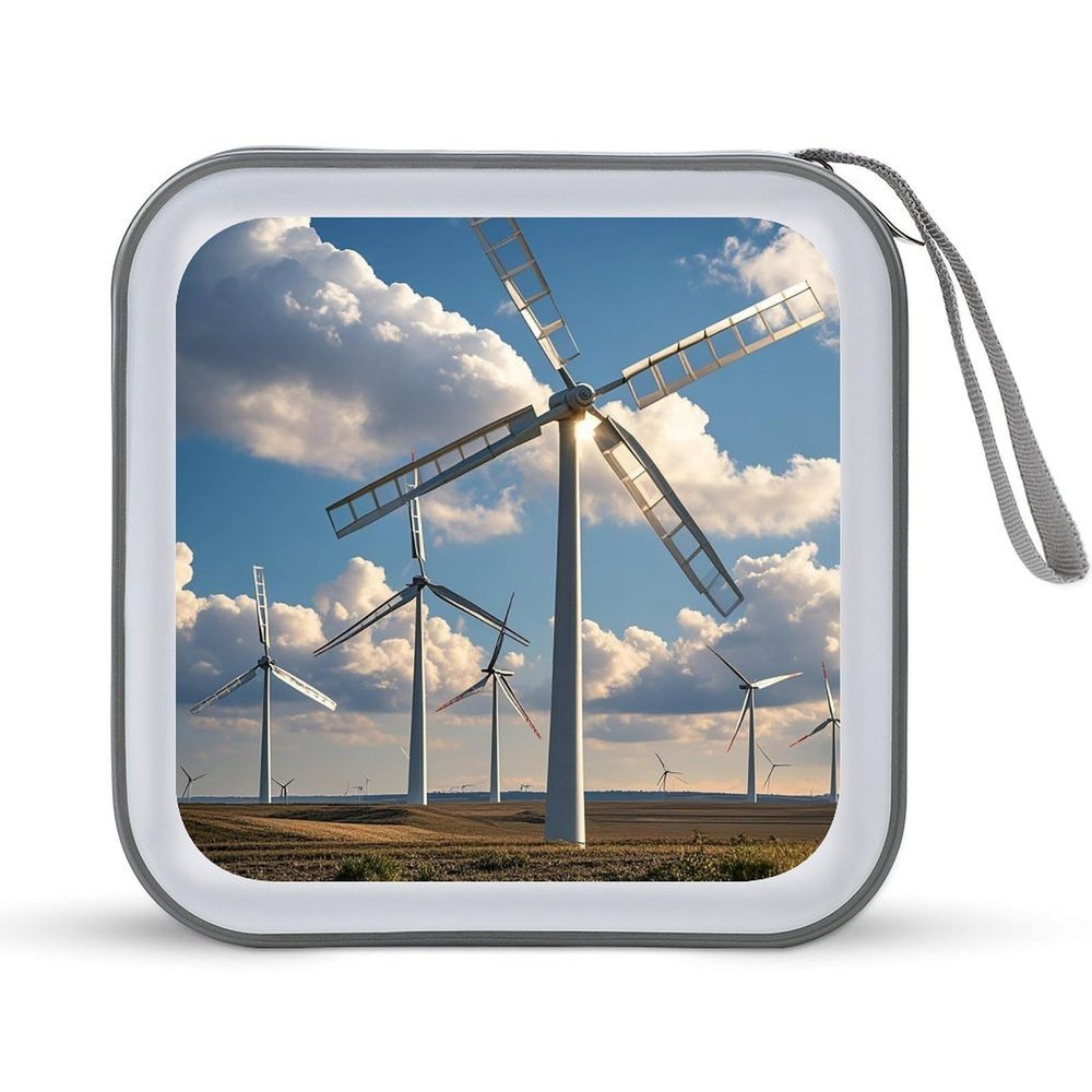 BTCOWZRV Windmills CD Case Hard Plastic 40 Capacity DVD Case Holders Wallet Portable Zipper CD Case DVD Storage Binder Disc Storage Organizer for Car Home Office Travel