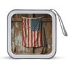 VstaDank Rustic American Flag CD Case Holder 40 Capacity Hard Plastic DVD Case Portable Zipper Disc Storage Organizer Large Storage EVA Protective Blu-ray Wallet for Home Games Disc view 1
