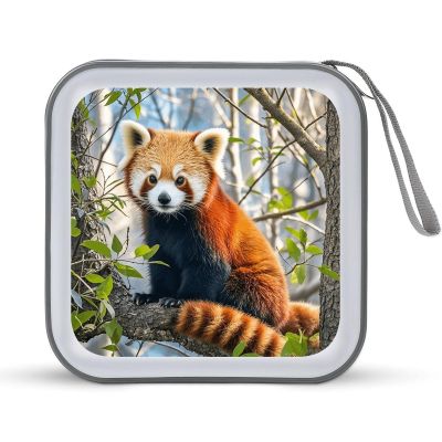 VstaDank Little Red Panda CD Case Holder 40 Capacity Hard Plastic DVD Case Portable Zipper Disc Storage Organizer Large Storage EVA Protective Blu-ray Wallet for Home Games Disc