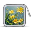 BTCOWZRV Yellow Flowers And Leaves CD Case Hard Plastic 40 Capacity DVD Case Holders Wallet Portable Zipper CD Case DVD Storage Binder Disc Storage Organizer for Car Home Office Travel view 1