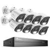 CAMSTRO 8Pcs 5MP PoE Security Camera System with 4K 8CH NVR, AI Human/Vehicle/Pet/Parcel Detection, 100ft Night Vision, H.265+, IP67 Metal Cameras, 24/7 Recording & Remote Access, No HDD- White view 1