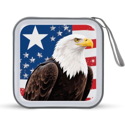 BTCOWZRV American Flag Eagle CD Case Hard Plastic 40 Capacity DVD Case Holders Wallet Portable Zipper CD Case DVD Storage Binder Disc Storage Organizer for Car Home Office Travel