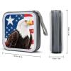 BTCOWZRV American Flag Eagle CD Case Hard Plastic 40 Capacity DVD Case Holders Wallet Portable Zipper CD Case DVD Storage Binder Disc Storage Organizer for Car Home Office Travel view 2