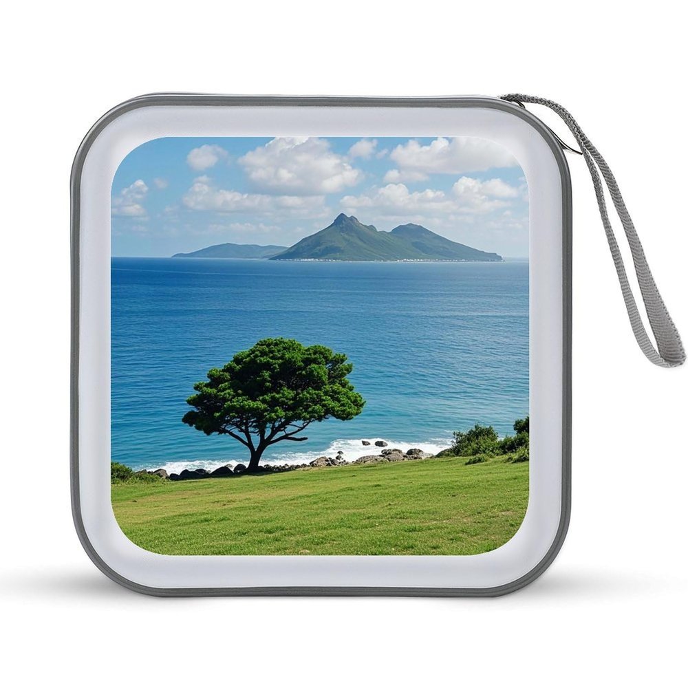 BTCOWZRV Abstract Sea View CD Case Hard Plastic 40 Capacity DVD Case Holders Wallet Portable Zipper CD Case DVD Storage Binder Disc Storage Organizer for Car Home Office Travel
