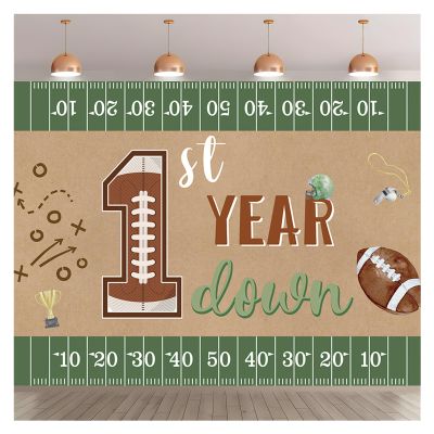 7x5FT 1st Year Down Photo Backdrop Football Boy Happy Birthday Photography Background Banner Polyester Fabric Studio Props Booth Video Shooting Decorations Supplies