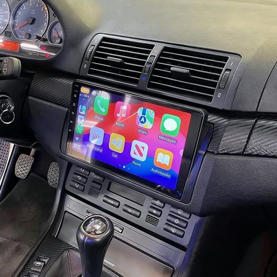4+64G Double Din Car Stereo for 3 Series 325i 330i M3 E46 1998-2006 Radio Upgrade 4 Core 9 Inch Touch Screen Radio Android 14 Radio with Wireless Carplay Android Auto Bluetooth GPS Backup Camera WiFi
