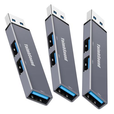 3-Port USB Hub, YaimhSound Mini USB Hub, USB to USB Adapter, Small 1 in 3 Out USB 3.0 + 2 USB 2.0 Splitter for Laptop, PC,Xbox, Keyborad,Mouse,Flash Drive,SSD,Camera(Grey 3PCS Pack)
