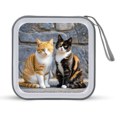 BTCOWZRV Cats Sitting Together CD Case Hard Plastic 40 Capacity DVD Case Holders Wallet Portable Zipper CD Case DVD Storage Binder Disc Storage Organizer for Car Home Office Travel